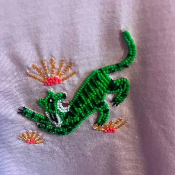 NWT Essentiel Antwerp Hungle T-Shirt ballerina pink with beaded tiger XXL - Picture 6 of 11